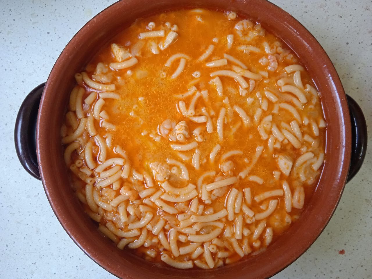 receta fideua pollo langostinos thermomix